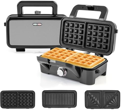 GiantexUK 3-in-1 Sandwich Toaster, 1200W Toastie Maker with 5-level Temperature, Non-stick Plates, Indicator Lights & Stay Cool Handle, 4 Slice Electric Waffle Maker Panini & Grill Press