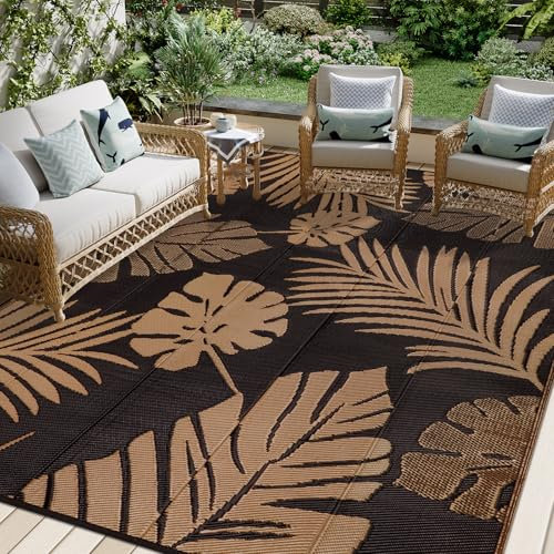 Fambiay Outdoor-Teppich, 245 x 305 cm, extra groß, wasserdicht, Kunststoff, Stroh, Gartenmatte, Teppich, UV-beständig, wendbar, Campingteppich, Balkon, Deck, Hinterhof, Veranda, Strand, BBQ
