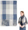 UILYNIU Damen Schal Kariert, Winter Schal, Warmer Oversized Fransen Poncho, Tartan Schultertuch, übergroßer Quadratisch Deckenschal, Plaid Muster, Winterschal, Modeschal, Einheitsgröße (Blau, Grau)