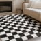 HUGEAR Teppich Kariert Hochflor Teppich Wohnzimmer 150X240cm Teppich schwarz Schlafzimmer Rutschfester Kinderteppich Flauschig Weicher und GemüTlicher Carpet Living Room Kinder Teppich Mädchen Jungs
