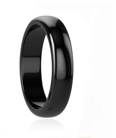 Generisch Hämatit-Ring für Frauen Männer, echter magnetischer schwarzer Steinring für Angst-Balance-Wurzel-Chakra, absorbieren negative Energie Schmuck Geschenke Größe-1 Packung (rund) (11)