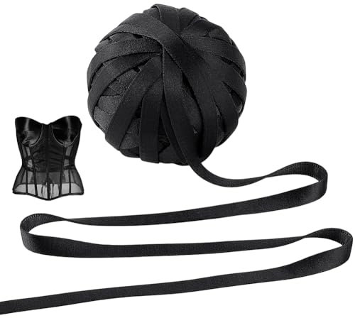 PH PandaHall 20m Bügel Korsett Stäbchen Gurtband Stoffbezogen Korsett Stäbchen Hohlband Zum Nähen Handarbeiten 3/8 breit Schwarz