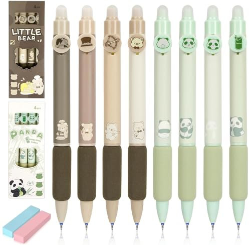 HOSSOM Radierbarer Kugelschreiber, 0.5mm Radierbarer Tintenroller, Kugel am Ende zum Entfernen der Tinte Einziehbare Gelschreiber mit 200 Haftnotizen für Studenten Schul Bürobedarf