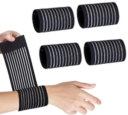 Hsrag Sports Compression Bandage, can be Wrapped Around the Ankle Knee Elbow Calf Wrist Muscles, Relieve Muscle Pain, Suitable for Sports Gym Running Deep Squat Workout, 4pcs, Black