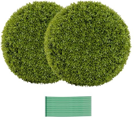 GIANTEX 2 Stück Buchsbaumkugel 39 cm, künstliche Pflanze Buchsbaum Kugel UV-beständig, Formschnittball Kunstbaum Kunstpflanze, dekorative Kugeln Buchskugel Kugelpflanzen Dekopflanze für Balkon Garten