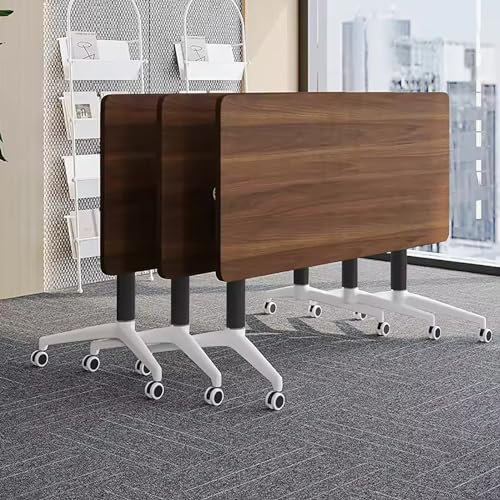 JDJXYNSRT 3-teiliges Klappbares Konferenzzimmer Tische, Flip Top Mobile Training Schmaler Klapptisch, Moderner Besprechungstisch mit leisen Rädern Geeignet für Büro, Besprechungsraum, Klassenzimmer L