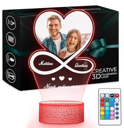 Maverton LED-Lampe - digitaler Bilderrahmen - Lichtsockel mit USB-Kabel - Romantik Paar Geschenke - Jahrestag Geschenk - Hochzeitsgeschenk - Personalisierte Geschenke Frauen und Männer - Deko Wohnzimm