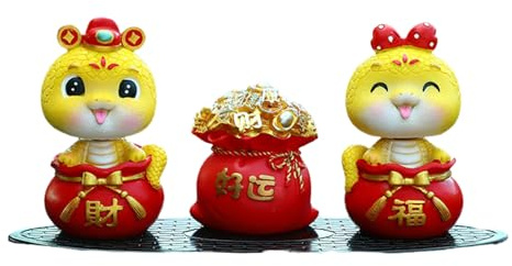 Xinsheinelry Chinesische Neujahrs-Wackelfigur mit ovalen Anti-Rutsch-Matten, Auto-Dekoration