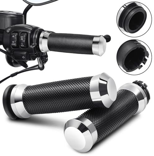 Benlari 2,5 cm Motorrad-Handgriffe, Lenkergriffe, Kabel, Gasgriffe, passend für Harley VRSC/XL/Dyna/Softail/Touring-Modelle, passend für Harley '02-'17 VRSC, '96+ XL, '08-'13 XR, '95-'15 Softail