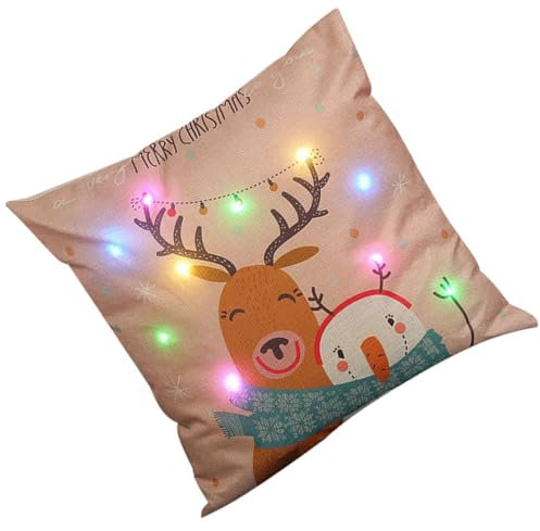 HOLIDYOYO Leinen Kissenbezug Mit Led-lichtern Weihnachtskissenbezüge Home Supply Festival Kissenbezug Exquisiter Musterdruck Für Wohnzimmer Und Auto