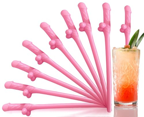 24Pcs Hen Party Straws, Naughty Straw Drinking,Pink Reusable Straws for Parties, Cocktail Straws Drinking Straw for Hen Night Birthday Wedding Accessories Hen Do Bachelorette Party Decorations