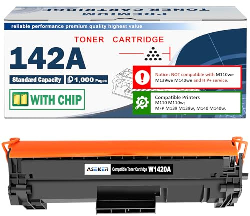 ASEKER 142A Schwarz mit Chip Tonerkartusche Kompatibel mit HP 142A W1420A 142X W1420X für HP LaserJet MFP M140w Toner LaserJet M110w M110 M140 M139w M139