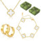 18K Vergoldet Vierblättriges Kleeblatt Armband, 18K Vergoldet Vierblättriges Kleeblatt Anhänger Halskette, Ohrringe Gold Cubic Zirkonia Ohrstecker, 3 Stück Schmuck Set für Geschenke Geburtstags