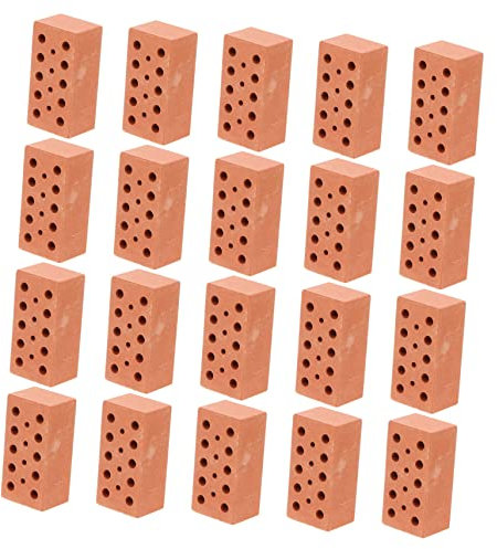 IMIKEYA Miniatur Ziegelsteine 20 Stück Selbstgemacht Kleiner Garten Ziegelmodell für Sandkasten und Mikro Landschaften Simulation für Puppenhaus Dekoration und Kreative Projekte