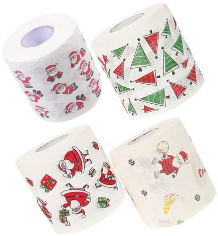 SAFIGLE 4rollos Papel Higiénico Estampado Navideño De Papel Higiénico Para Decoración De Baño Navidad