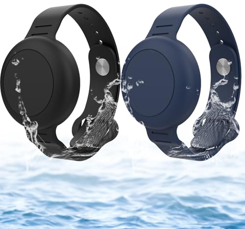 CUVZORA 2 Stück Wasserdichtes Armband kompatibel für Kinder, Verstecktes Tracker Armband, Silikon Hülle Holder Case, Verstellbarer Länge, Atmungsaktives Material, für Kinder PWP