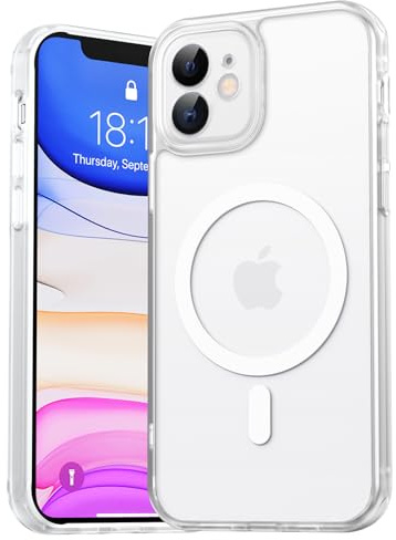 EASDNB für iPhone 11 Hülle für Magsafe mit Kameraschutz, Magnetisch Handyhülle für iPhone 11 Stoßfeste Kratzfeste Durchscheinende Matt Rückseite Schutzhülle für iPhone 11 Case, Transparent Weiße