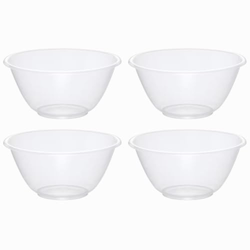 eMKay® Set of 4 Clear 25cm Plastic Mixing Bowls – 4L BPA-Free Food-Safe Nesting Bowls for Kitchen Prep, Baking & Serving – Microwave & Dishwasher Safe Lightweight Bowls