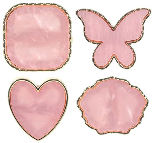 PAMINGONO Nagelpaletten Rosa Fingermalfarbenpalette 4 Stück aus Kunstharz und Zinklegierung Tragbar und Bequem für Maniküre und Selbstgemacht Nail Art