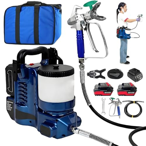 Spruzzatore Di Vernice Portatile 750 W, Airless Spruzzatore Vernice, Capacità 1,2 L, Con Tubo Flessibile Da 1,80 M E Cintura, 12,5 Mpa, Pressione Regolabile Su 6 Livelli, Per Industria, Casa
