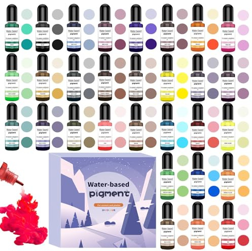 Farbe für Gießpulver 30 Farben * 10ml Epoxidharz Farben Farbpigmente für Gießpulver Hochkonzentrierte Pigmente leicht lösliche Pulver für Betonfarbe Gips Zementfarbe