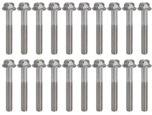 20 piezas de tornillos M10x1,5 A2-70 de acero inoxidable con brida y cabeza hexagonal, incluyendo junta, norma DIN 6921; elementos de fijación métricos de rosca gruesa para (M10*65)