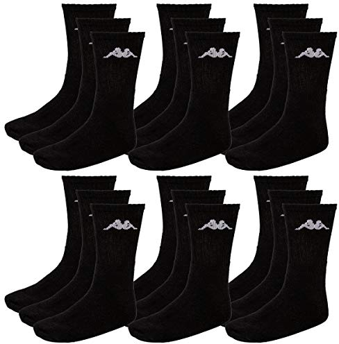 Kappa Herren Socken, 18 Paar, Freizeit -, Sport -, Wander -,Tennissocken (39-42, 005 black)