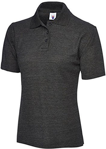 Ladies Premium Pique Polo Shirt (UK 12, Charcoal Grey)