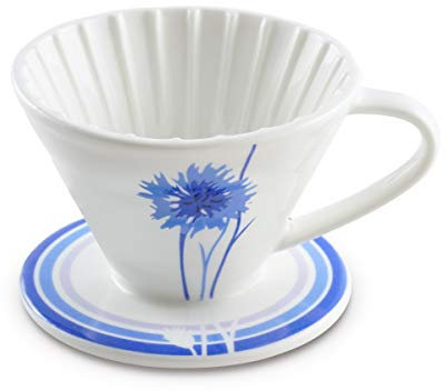 BLUE BREW Ceramic Pour Over Coffee Dripper for 1 – 4 Cups Cornflower-Artisan Series, 1-4