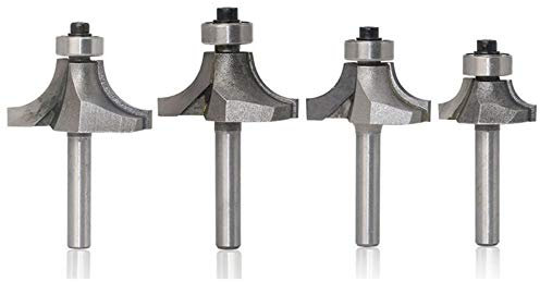 Gasea 4pcs 1/4 Shank Round Over Router Bits Cutter with Ball Bearing , Rounding Corner Edge-Forming Milling Cutter for Woodworking | 1/4*1,1/4*7/8,1/4*3/4,1/4*1/2
