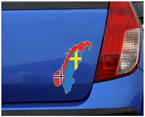 Samunshi® Skandinavien Aufkleber Autoaufkleber in Nationalfarben Norwegen Norge Schweden 7,3 x 10cm
