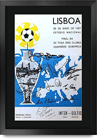 HWC Trading A3 FR Celtic 1967 European Cup Final Programme Poster The Team Signed Gift FRAMED A3 Printed Autograph Football Gifts Print Photo Picture Display