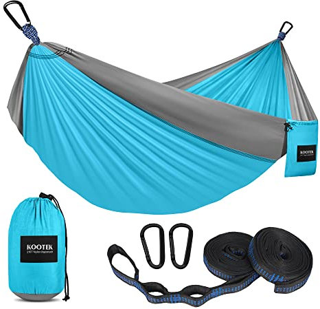Kootek Camping Hammock 400 lbs Capacity, Portable Hammocks with Tree Straps & Attached Carry Bag, Camping Essentials Gear, Perfect for Outside Indoor Hiking Beach Backpack Travel