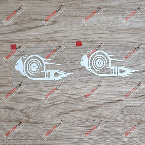 2X Weiß 10,2 cm Turbo-Schnecke Aufkleber, Auto-Vinyl, JDM, Boost, Euro, Racing, Drift, Stil b
