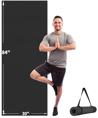 CAMBIVO Extra lange, breite Yogamatte, PVC, rutschfeste Trainingsmatte für Männer und Frauen, große Menschen, große Trainingsmatte für Yoga, Pilates, Zuhause, Fitnessstudio, Fitness, dicke Bodenmatte