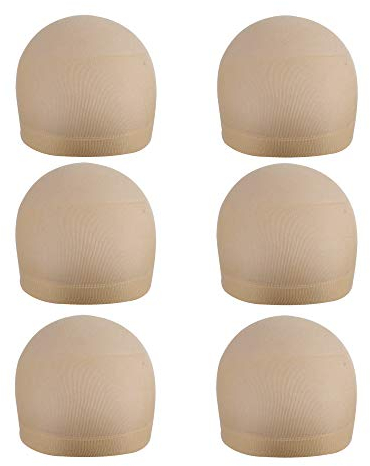 6 Stück Haarnetz Nylon Wig Caps Perückenkappe Set Elastische Atmungsaktive Haarnetz für Perücken (Beige)