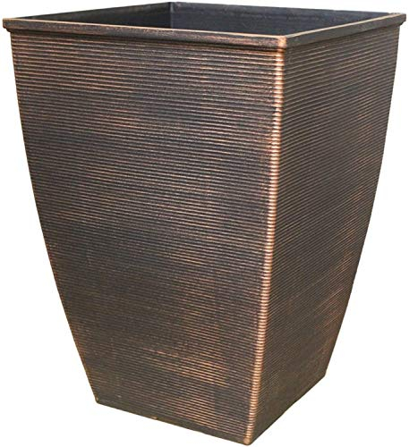 Muddy Hands 46.6 Litre Copper Large Plant Pot Outdoor Garden Tall Square Plastic Planter