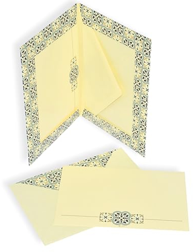 10er Design Briefkarten Set inkl. Briefmappe Vintage „Quadrilobo“ aus Italien 10 Bögen Schreibpapier & DIN B6 Briefkuvert - Edle Brief Umschläge & Briefpapier für Einladungen, Geburtstag & Hochzeit