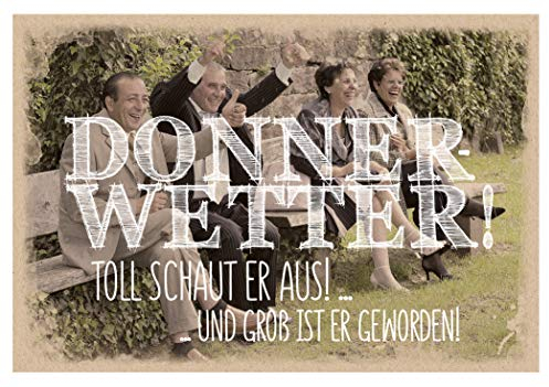 KE - Humorvolle Männer Geburtstagskarte, DIN B6 Format, Klappkarte mit Umschlag, Innendruck inklusive - Motiv: Donnerwetter