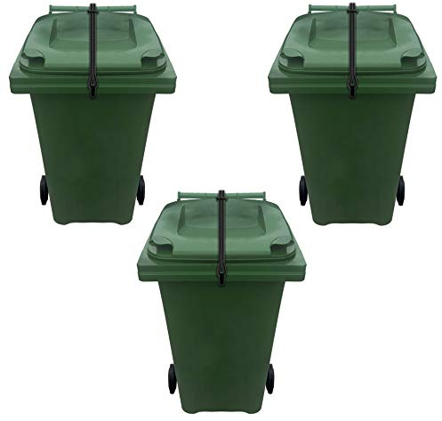 Wheelie Bin Lid Lock Strap - Heavy Duty - Windy Version - NO DRILLING, NO GLUEING - Secure Contents From Spilling - Stop Wind or Vandals Tipping - Easy Fitting (MULTI bin pack) (3)