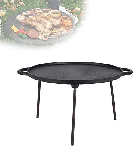 MNSSRN Große Kohle-Grillplatte im Freien, große Kuchengrube, Gusseisenpfanne, Campingbratpfanne, Fahren-Schmiedeeisengrill, Grillgitter, tragbarer Klappgrill,S