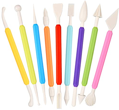 Mikihat 9 Pezzi Strumenti per Modellare Torte, Strumenti per Modellare Pasta di Zucchero, Strumenti di Fondente, Attrezzi per Modellare Pasta di Zucchero, Strumenti di Modellazione per Torte, Argilla