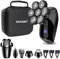 Rasoir Electriques Hommes,5 in 1 Rasoirs à Têtes Rotatives 7D Tondeuse à Barbe IPX6 Étanche rasoir à tête chauve Sec et humide Rasoir Nez Ave écran LED et Brosse pour le Visage
