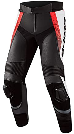 SHIMA STR 2.0 Motorcycle Pants - Cuero, Pantalones Deportivos con Protectores de Caderas y Rodillas, Deslizadores de Rodilla, Cuero Perforada, para Traje de 2 Piezas (Rojo Flúo, 56)