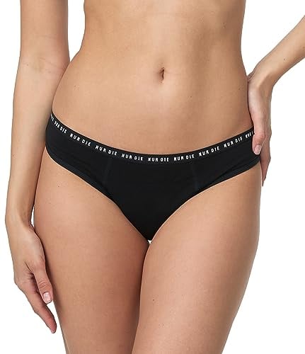 Nur Die Alles Geregelt Perioden-Unterwäsche für extrastarke Blutung waschbarer saugfähiger Slip Bio-Baumwolle, schwarz, L