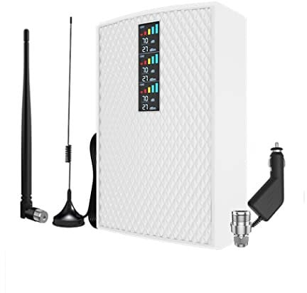 QAZNHODDS Signal de Voiture Tri-Bande Amplificateur cellulaire 2G 3G 4G 70DB pour Voiture 850 900 1700 1800 Kit de répéteur de réseau 1900 2100mHz,850 900 1800 MHz