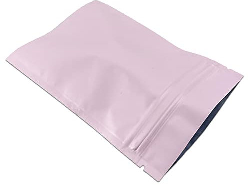 WACCOMT Pack 100 sacchetti in alluminio opaco con chiusura lampo, autosigillanti, sacchetti piatti per alimenti, resistenti agli odori (rosa opaco, 10 x 15 cm)