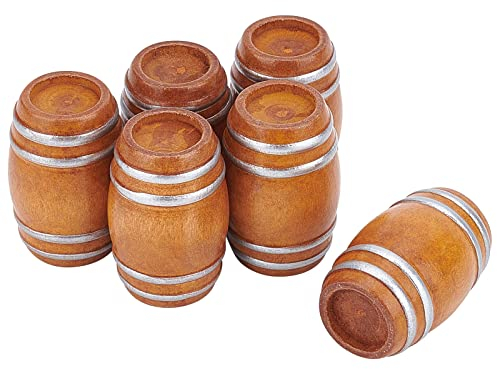 NBEADS 6 Stück Miniatur Holz Bierfass, Mini Haus getränkezubehör Kein Loch Bierfass Perlen Bierfass Figur Modell Für Fairy Garden Bar Mikro Landschaftsdekoration Oktoberfest Dekoration