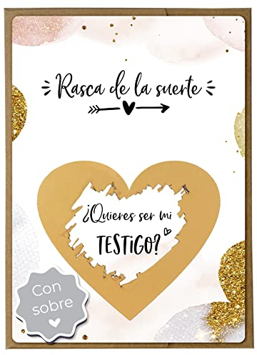 Joli Coon Tarjeta de rascar Quieres ser mi testigo con sobre