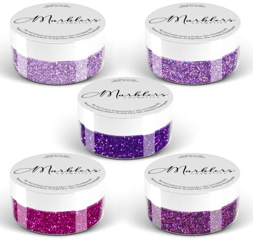 MARBLERS Cosmetic Grade Fine Glitter 5 Pack [Purple Mood] 0.90oz (25g) | Non-Toxic | Vegan | Cruelty-Free | Eyeshadow, Nail Polish, Nail Art | Festival, Rave & Party Makeup | Body & Face